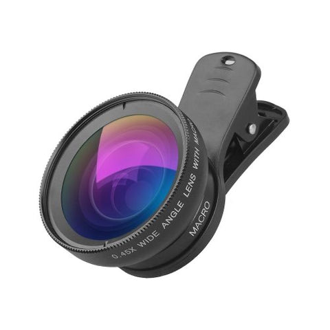 Phone Camera Lens 0.45X Wide Angle Lens and 15X Macro Lens for iPhone X 8/7/6/5,iPad Android Smartphone Mobile phone (BLACK)